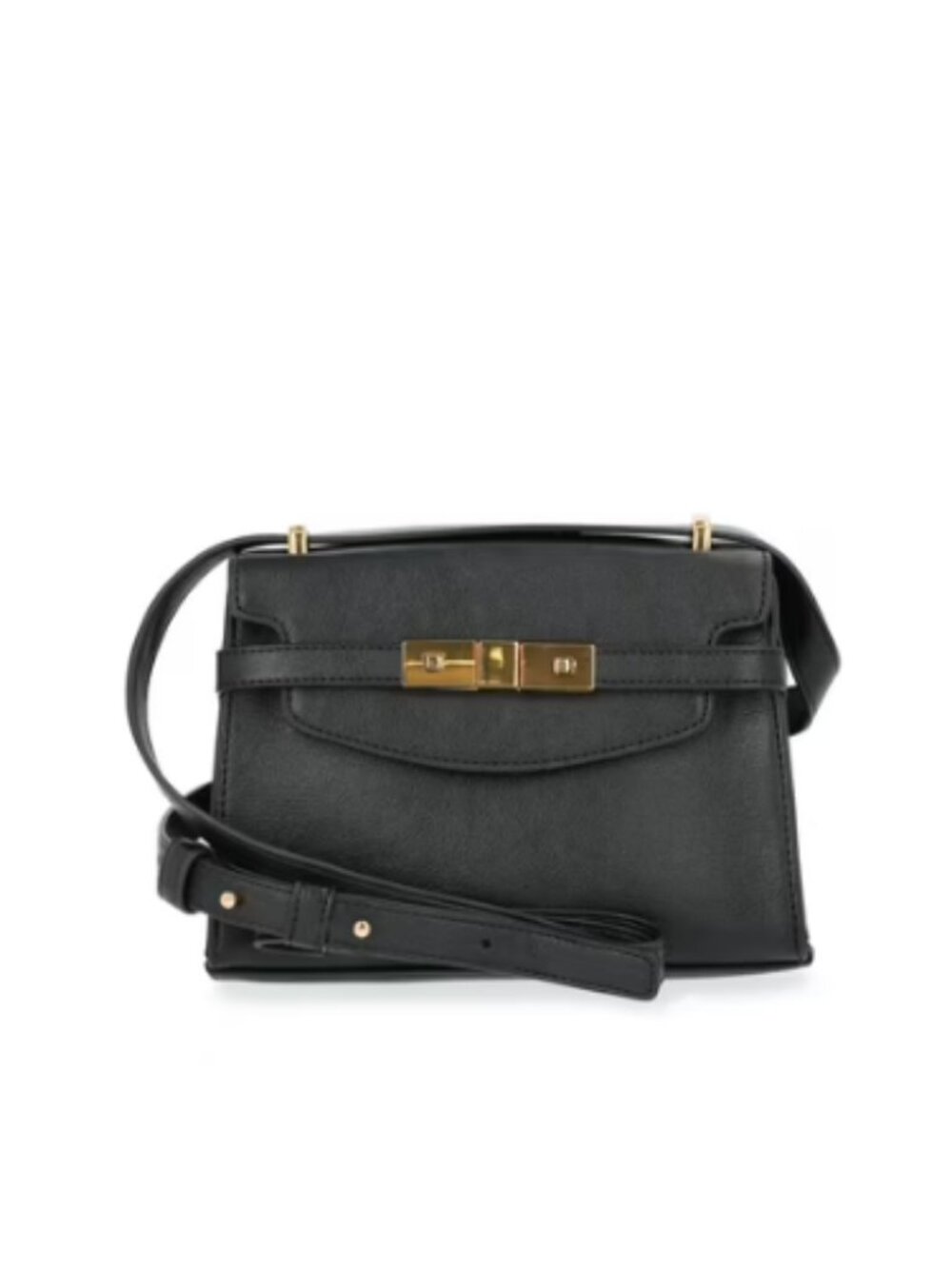 Time and Tru Women's Faux Leather Rosa Crossbody Bag, Black